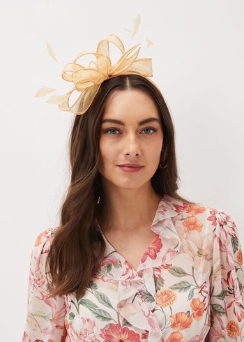 Phase Eight Yellow Bow And Feather Hats Yellow Australia | NS9674305